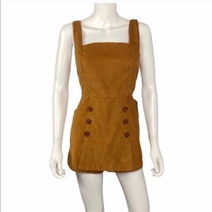 NEW Angie Tan Corduroy Boho Shorts Romper Size M